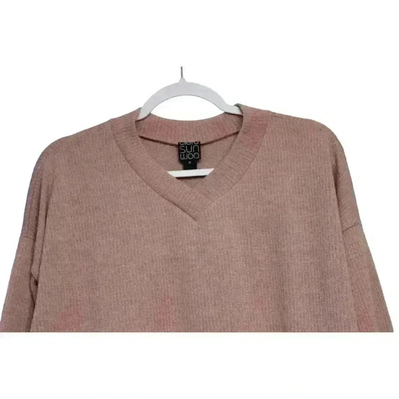 Clara Sun Woo Sweater Size Medium Dusty Pink V-Neck Oversized Boxy Lagenlook - Picture 2 of 11